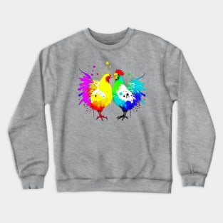 Colorful Chickens Couple Crewneck Sweatshirt